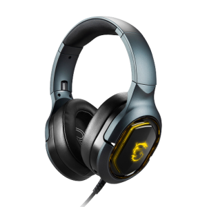 MSI IMMERSE GH50 GAMING HEADSET – Auriculares Sonido Envolvente Virtual 7.1, Sistema de Vibración, Drivers Neodimio 40mm, Iluminación RGB, Mic Extraíble, Regulador en Línea, Conector USB2.0 -Alámbrico