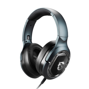 MSI IMMERSE GH50 GAMING HEADSET – Auriculares Sonido Envolvente Virtual 7.1, Sistema de Vibración, Drivers Neodimio 40mm, Iluminación RGB, Mic Extraíble, Regulador en Línea, Conector USB2.0 -Alámbrico