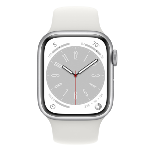 Apple Watch Series 8 GPS 41 mm Boîtier en aluminium argenté avec bracelet sport blanc